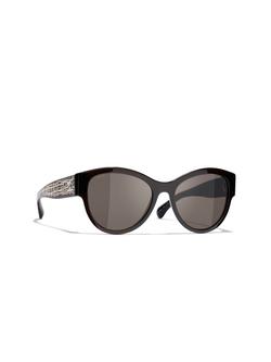 CHANEL Oval Sunglasses CH5434 Black/Brown, Black/Brown