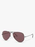 Ray-Ban RB3689 Unisex Polarised Aviator Sunglasses, Gunmetal