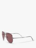 Ray-Ban RB3689 Unisex Polarised Aviator Sunglasses, Gunmetal