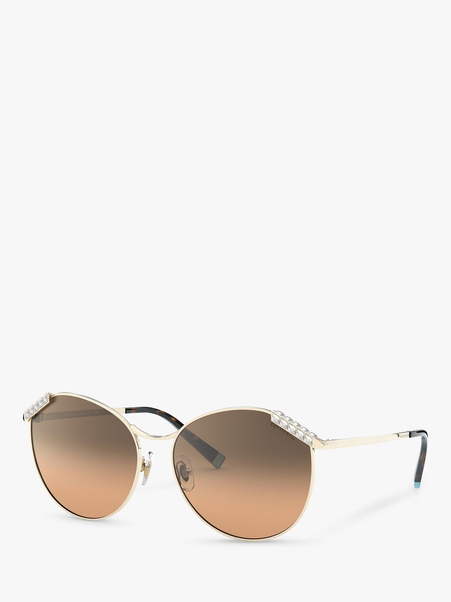 Tiffany & Co TF3073B Women's Round Sunglasses, Pale Gold/Brown Gradient