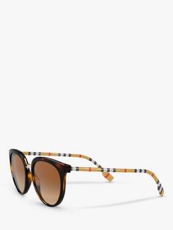 Burberry BE4316 Women's Polarised Oval Sunglasses, Dark Havana/Brown Gradient - view 2, Dark Havana/Brown Gradient
