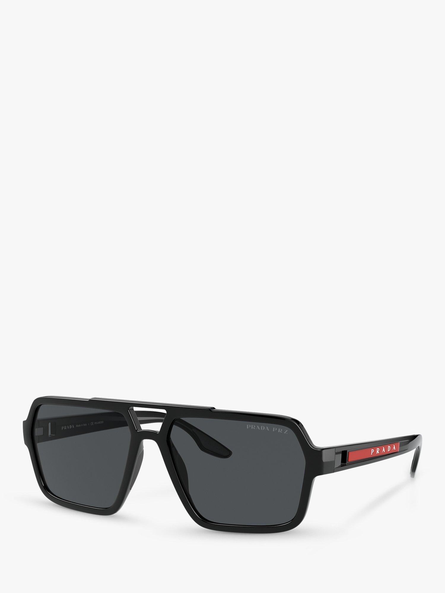 Prada PS 01XS Men s Polarised Rectangular Sunglasses Black Grey