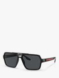 Prada PS 01XS Men's Polarised Rectangular Sunglasses, Black/Grey