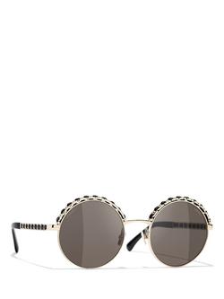 CHANEL Round Sunglasses CH4265Q Pale Gold/Grey, Pale Gold/Grey