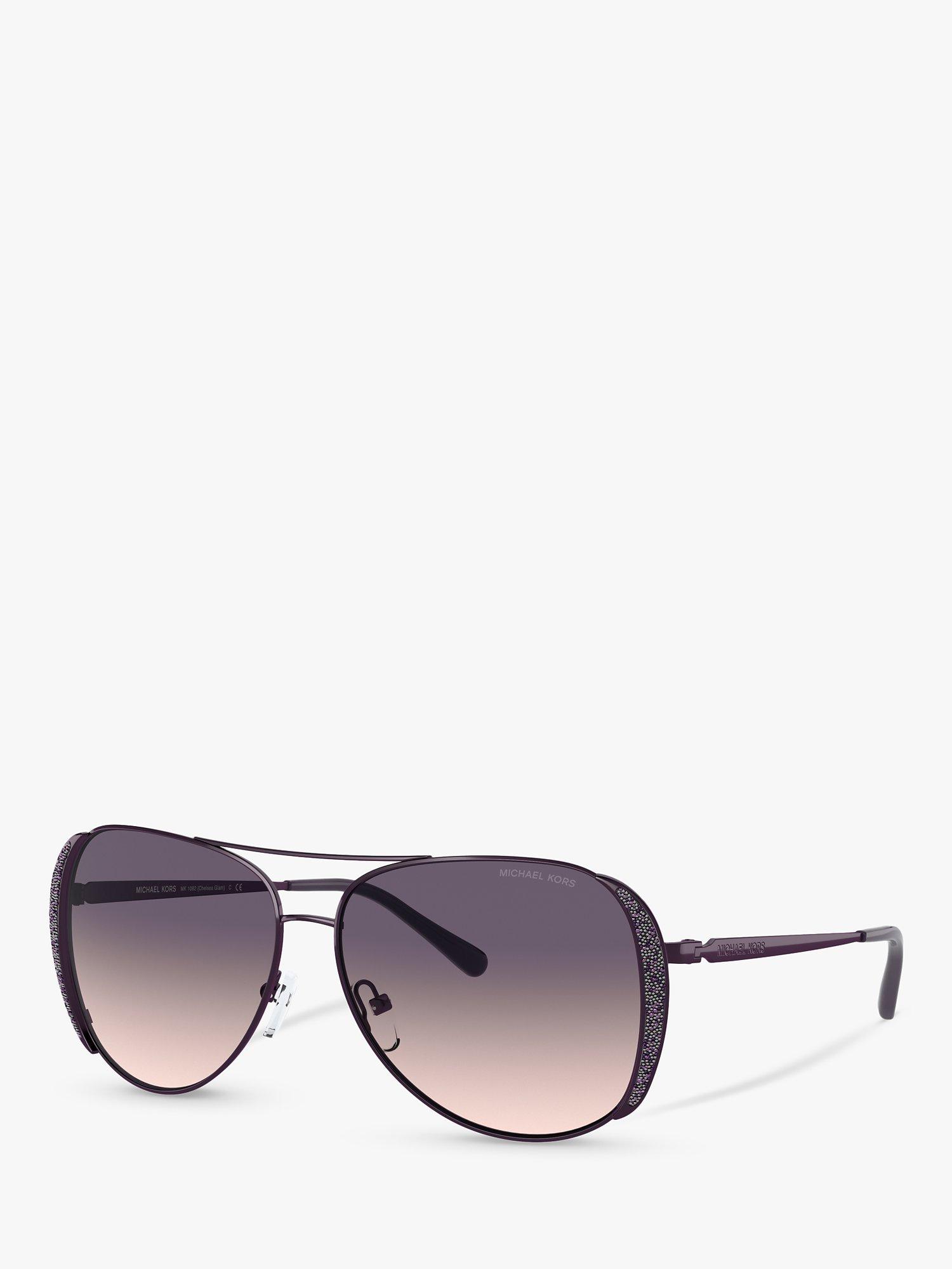 Michael Kors MK1082 Chelsea Glam Women's Pilot Sunglasses, Iris/Iris Clear Gradient