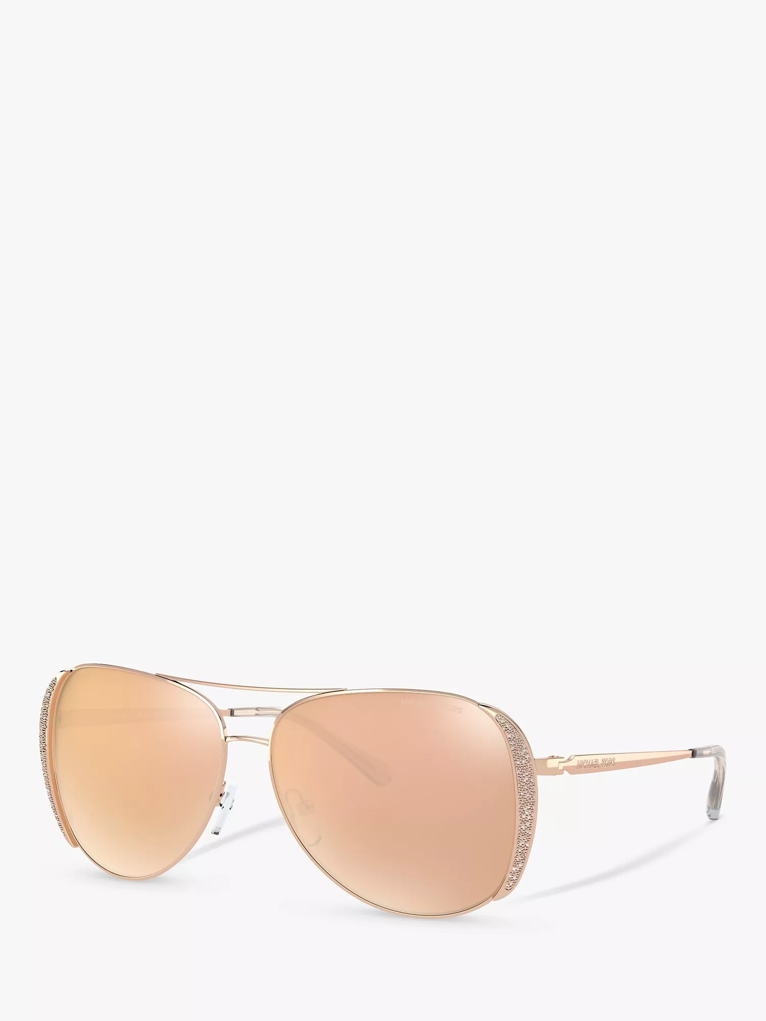 Michael Kors MK1082 Chelsea Glam Women's Pilot Sunglasses, Rose Gold/Rose  Gold Flash