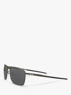 Oakley OO4142 Men's Polarised Rectangular Sunglasses, Carbon - view 2, Carbon