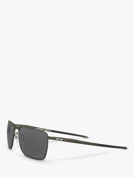 Oakley OO4142 Men's Polarised Rectangular Sunglasses, Carbon - view 2, Carbon