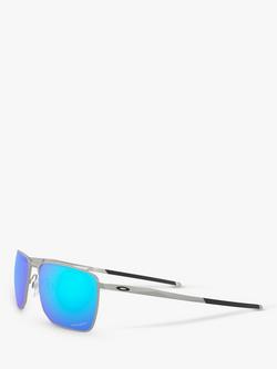 Oakley OO4142 Men's Ejector Prizm Rectangular Sunglasses - view 2, Satin Chrome/Sapphire