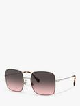 Miu Miu MU 61VS Women's Rectangular Sunglasses, Pale Gold/Pink Grey Gradient