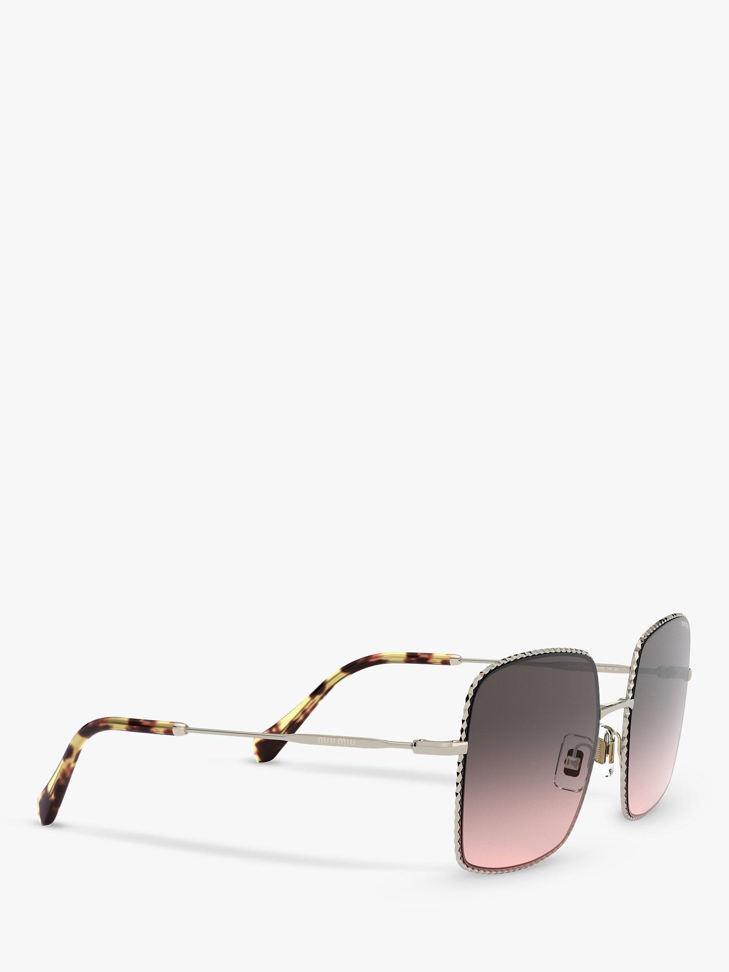 Miu Miu MU 61VS Women's Rectangular Sunglasses, Pale Gold/Pink Grey Gradient