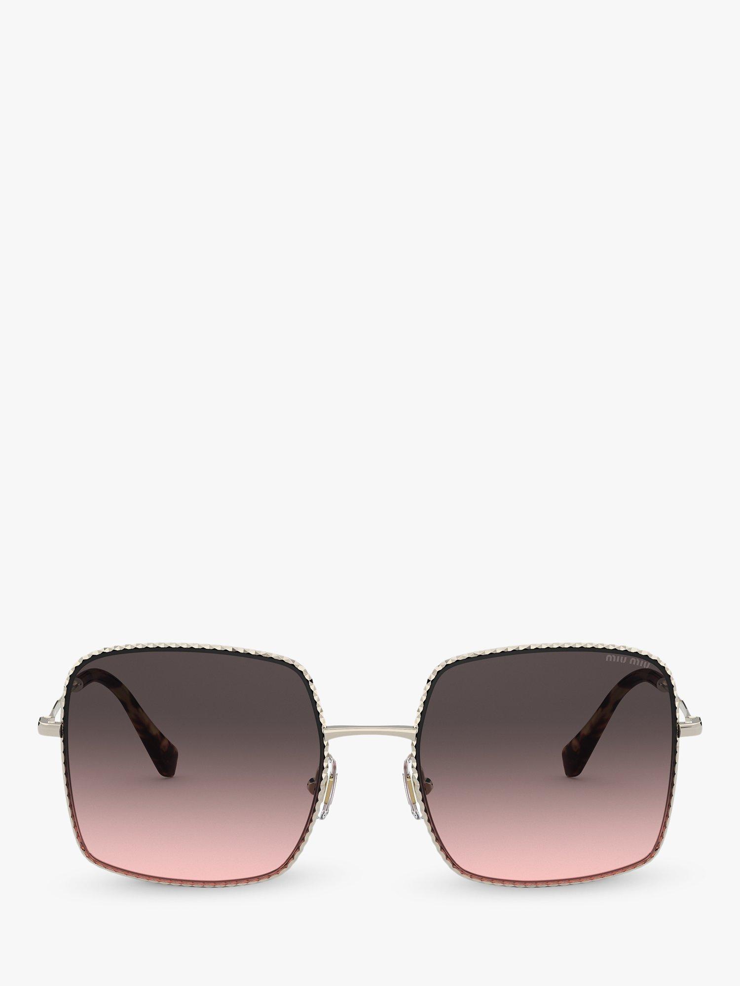 Miu Miu MU 61VS Women's Rectangular Sunglasses, Pale Gold/Pink Grey Gradient