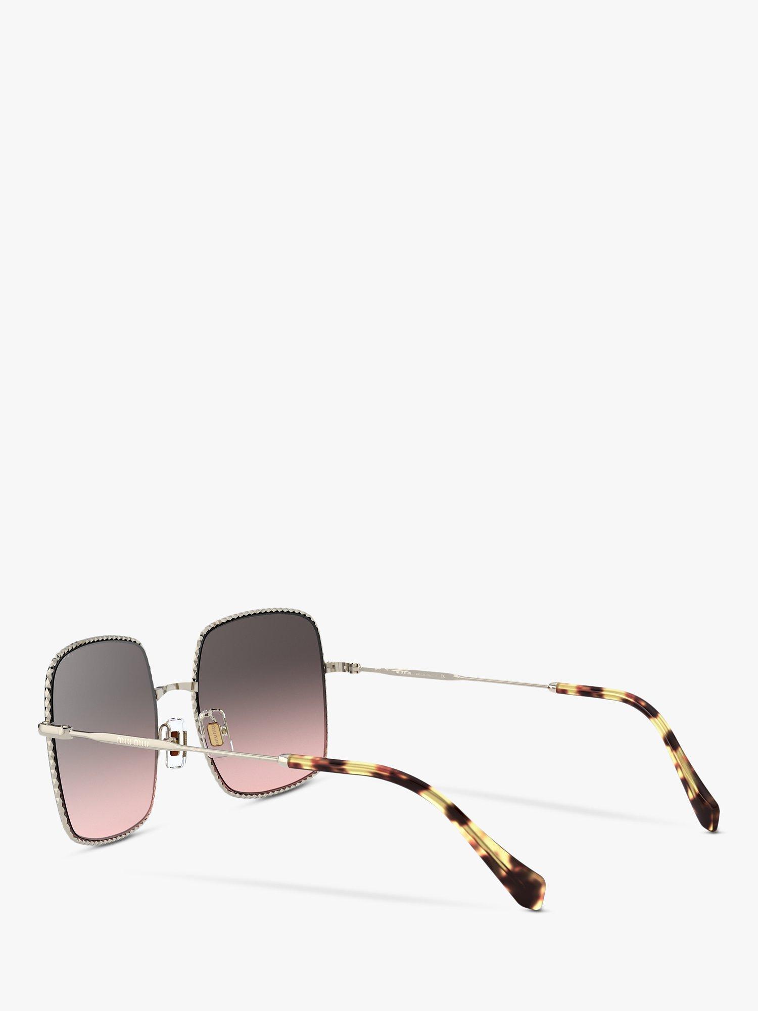 Miu Miu MU 61VS Women's Rectangular Sunglasses, Pale Gold/Pink Grey Gradient