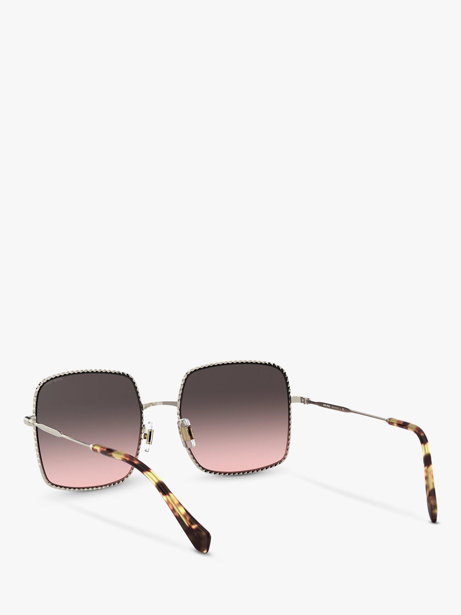 Miu Miu MU 61VS Women's Rectangular Sunglasses, Pale Gold/Pink Grey Gradient