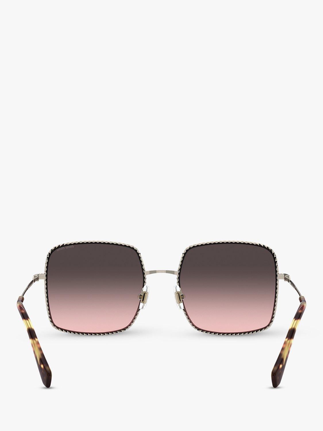 Miu Miu MU 61VS Women's Rectangular Sunglasses, Pale Gold/Pink Grey Gradient
