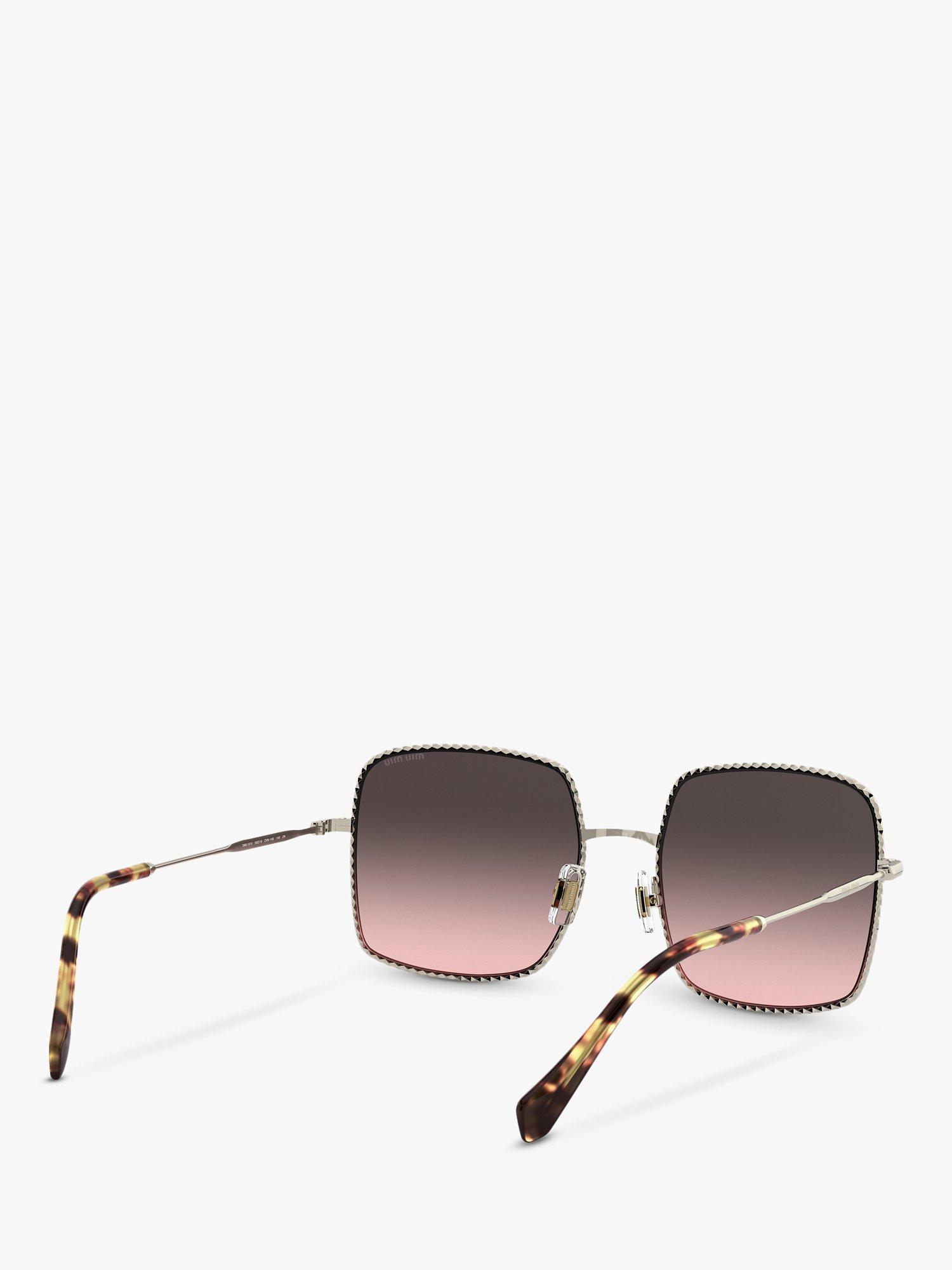 Miu Miu MU 61VS Women's Rectangular Sunglasses, Pale Gold/Pink Grey Gradient