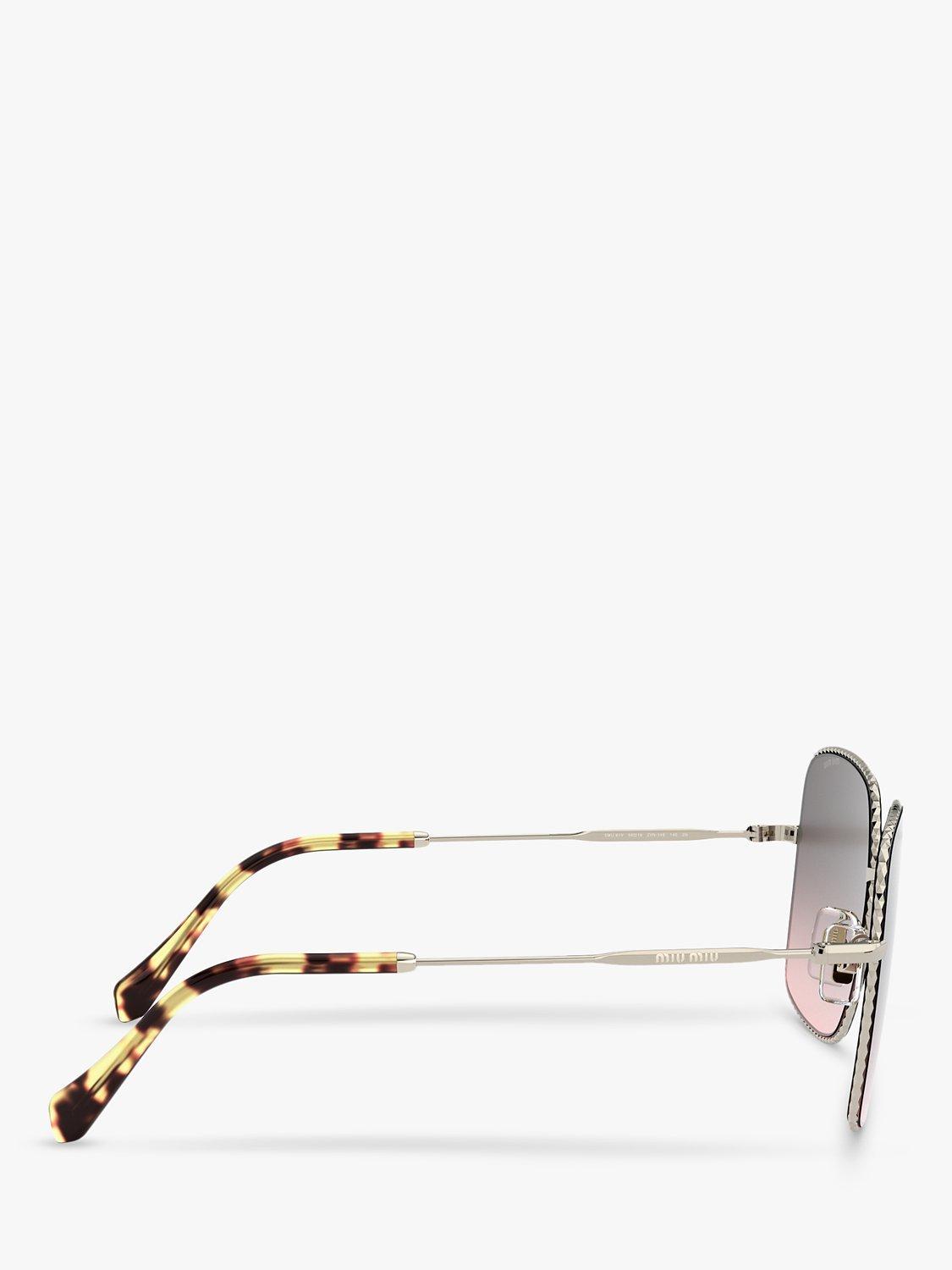 Miu Miu MU 61VS Women's Rectangular Sunglasses, Pale Gold/Pink Grey Gradient