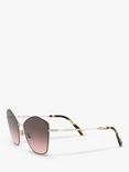 Miu Miu MU 60VS Women's Cat's Eye Sunglasses, Pale Gold/Pink Grey Gradient