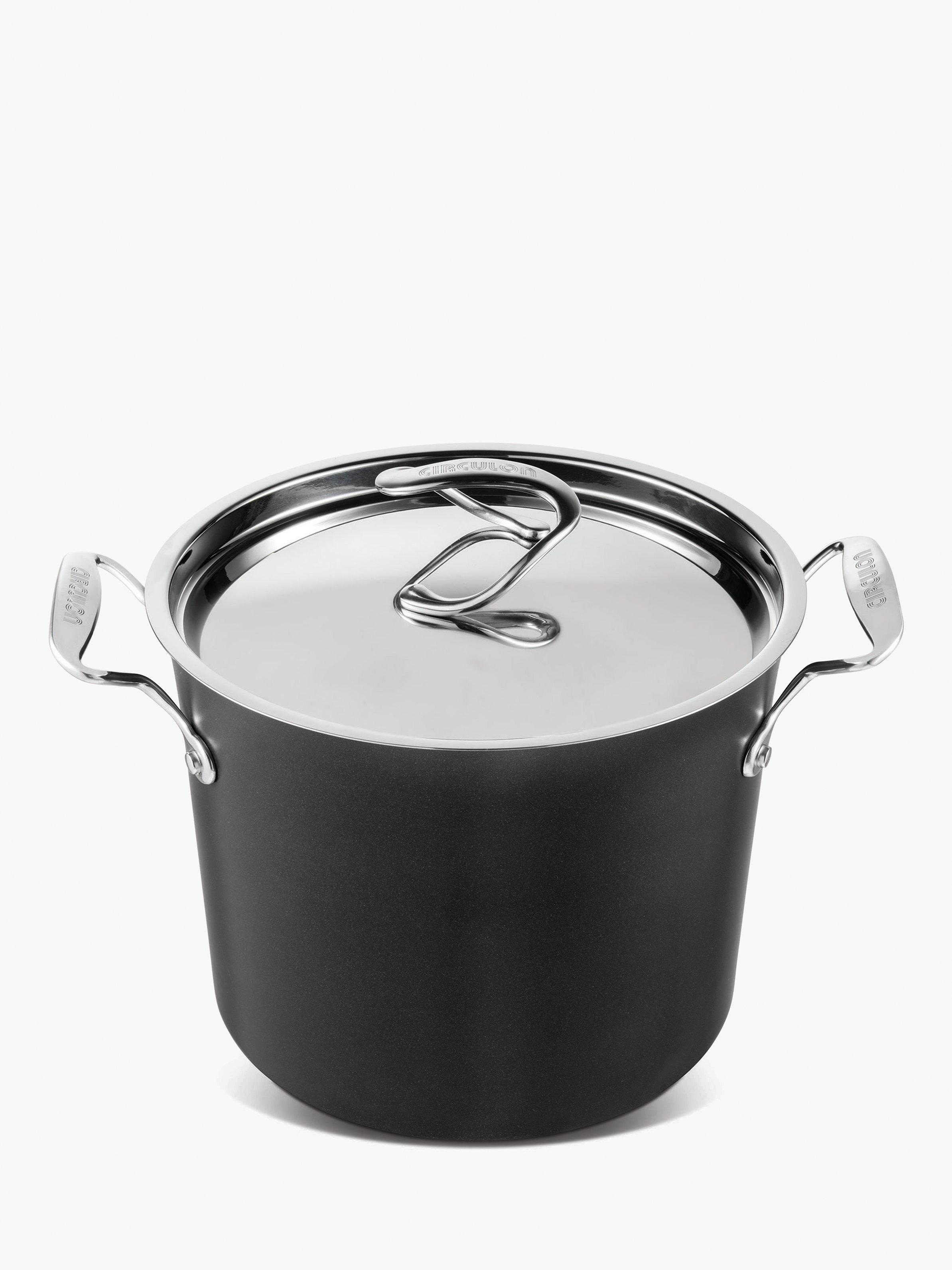 Circulon Style Hard-Anodised Aluminium Non-Stick Stock Pot & Lid, 24cm, Black