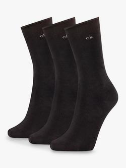 Calvin Klein Emma Roll Top Ankle Socks, Pack of 3, Black 001