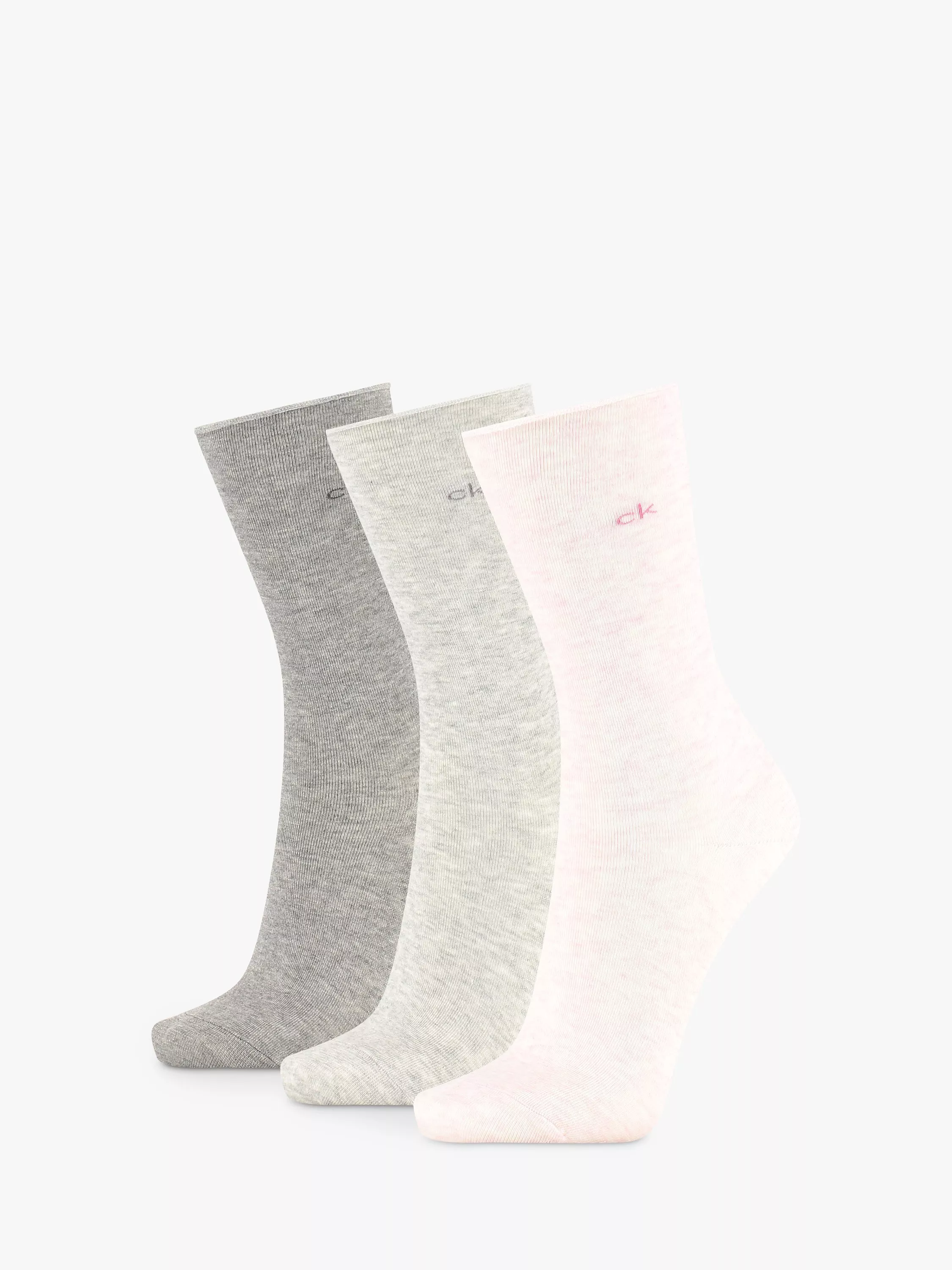 Calvin Klein Emma Roll Top Ankle Socks Pack of 3 Light Pink Grey Combo 006