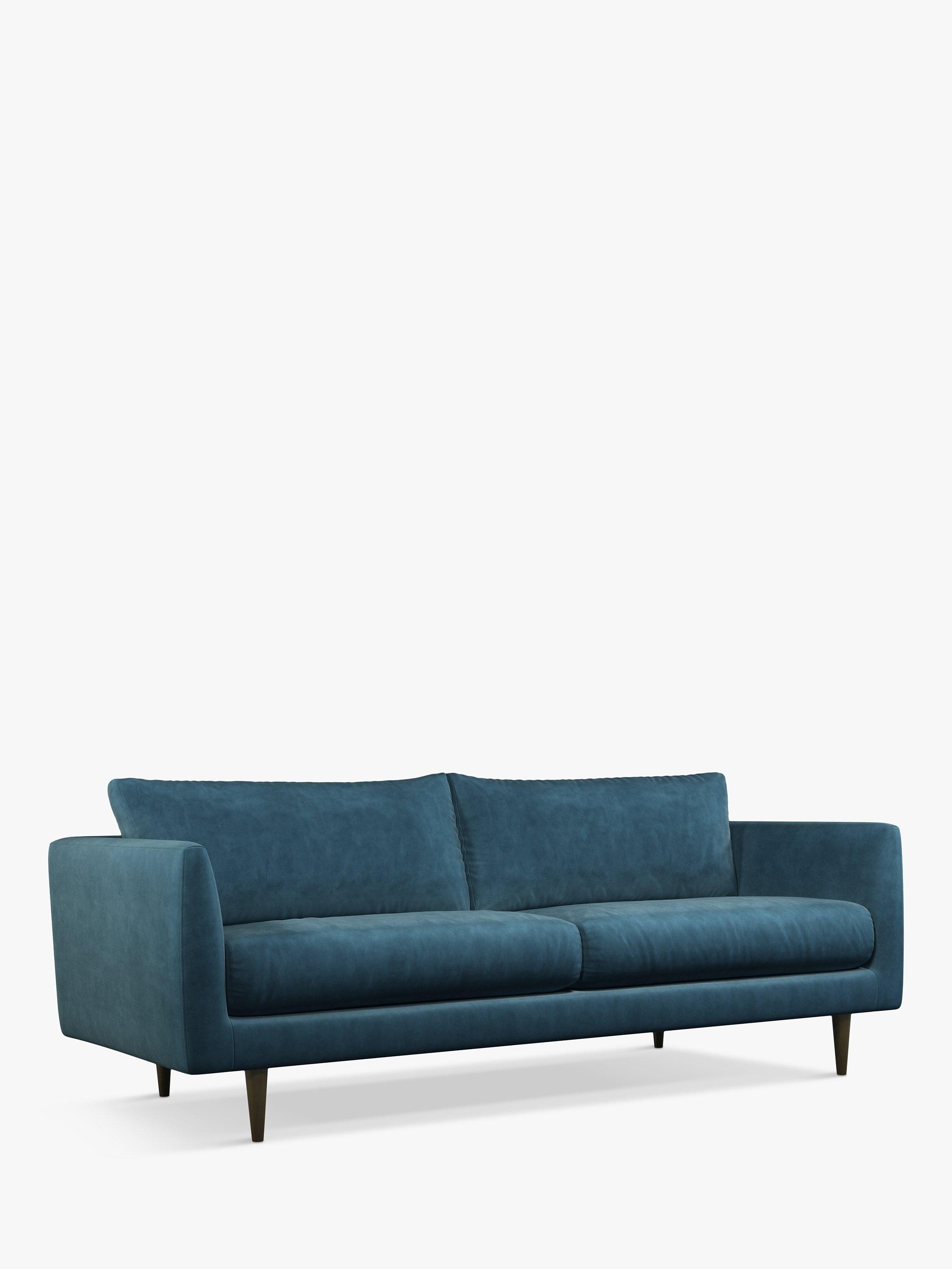 Latimer Range, John Lewis + Swoon Latimer Large 3 Seater Sofa, Lake Blue Velvet