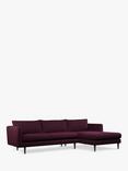 John Lewis + Swoon Latimer Large 3 Seater Chaise End Sofa, Damson Purple Velvet