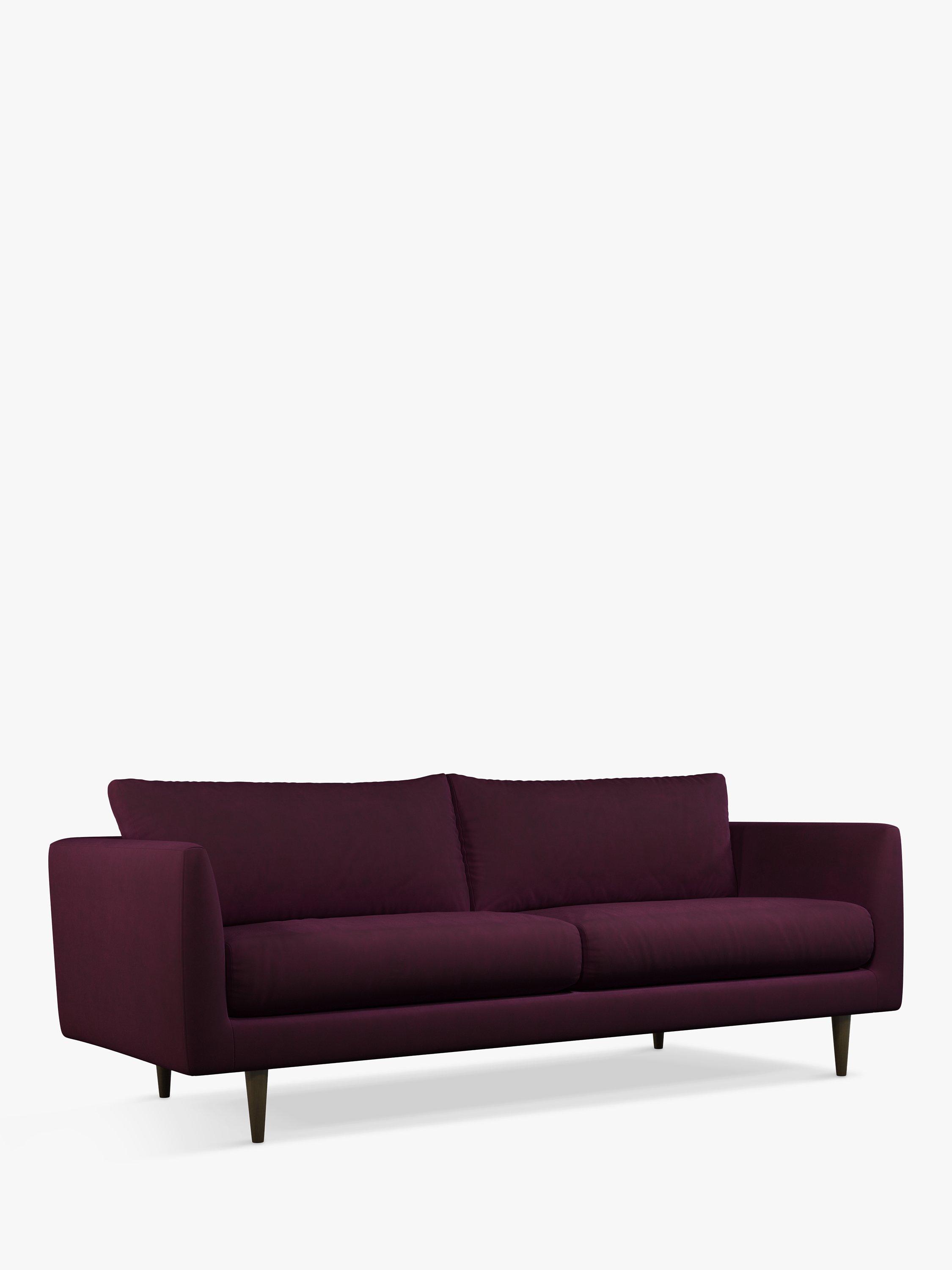 Latimer Range, John Lewis + Swoon Latimer Large 3 Seater Sofa, Damson Purple Velvet