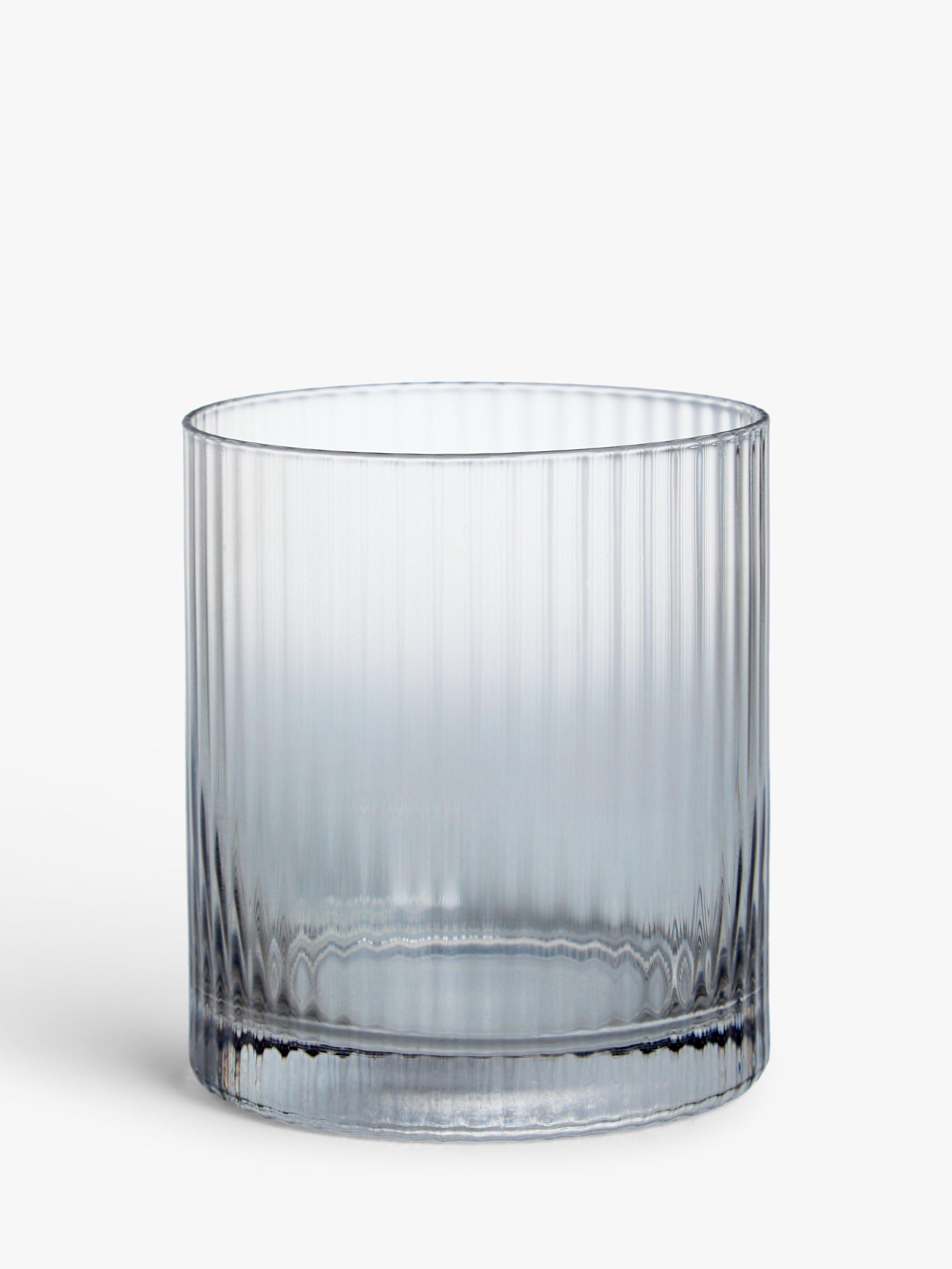 John Lewis Ribbed Glass Tumbler, 510ml, Grey/Clear