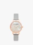 Olivia Burton OB16SE12 Women's Classic Leather Strap Watch, Grey/Mother of Pearl