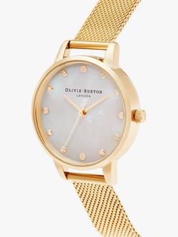 Olivia Burton Women's Classic Crystal Mesh Bracelet Strap Watch - view 2, Gold/Mother Of Pearl Ob16se08