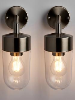 John Lewis Ahead Outdoor Wall Lights, Set of 2, Brushed Steel, Brushed Steel