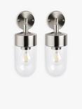 John Lewis Ahead Outdoor Wall Lights, Set of 2, Brushed Steel