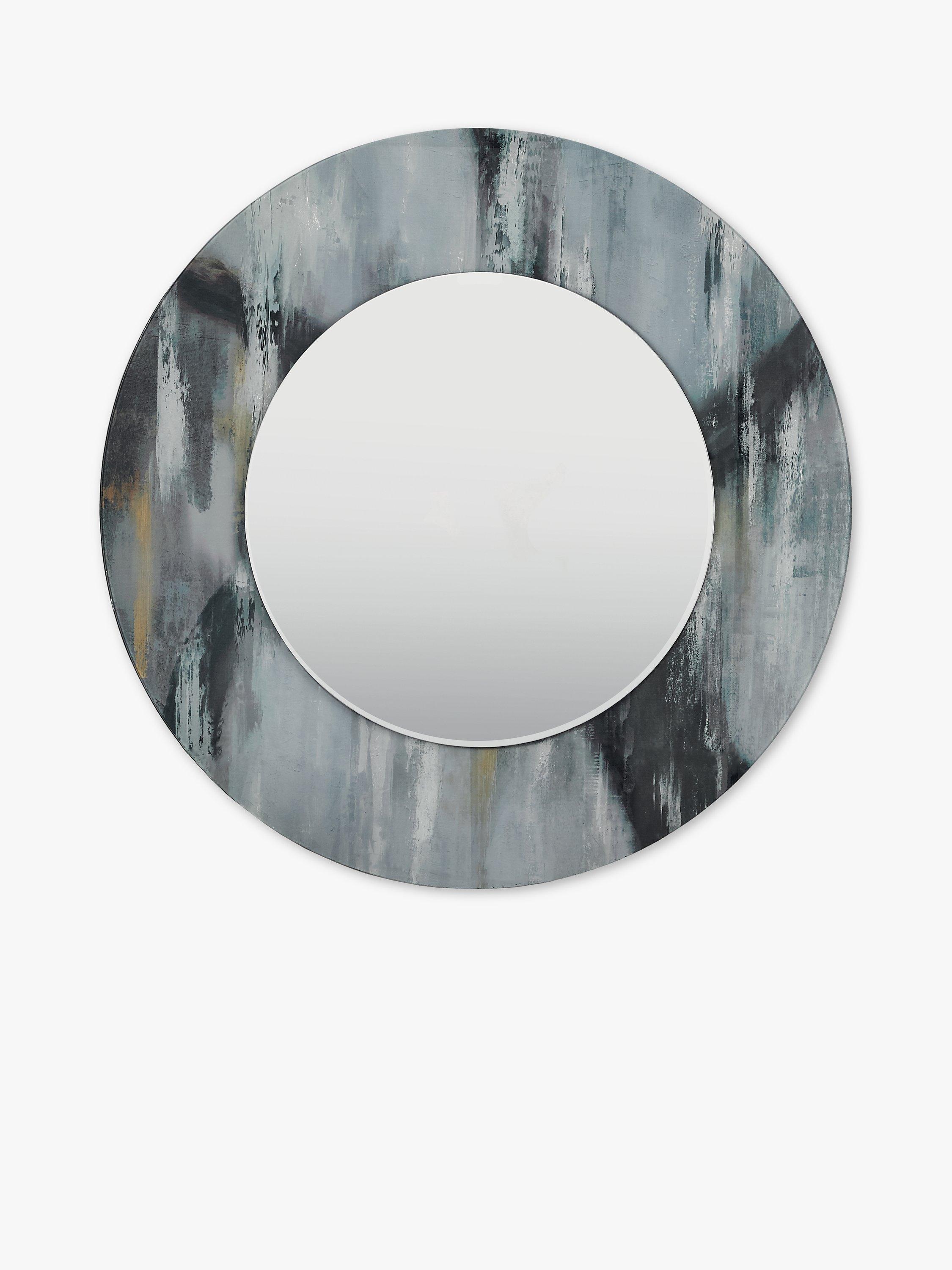 Där Mehera Marble Texture Round Wall Mirror, 80cm, Grey