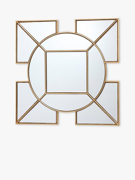 Där Lyshia Decorative Geometric Glass Wall Mirror, 60 x 60cm, Gold, Gold