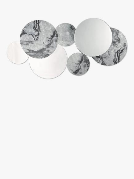 Där Meco Decorative Marble-Effect Circles Wall Mirror, 70 x 120cm, Grey, Grey