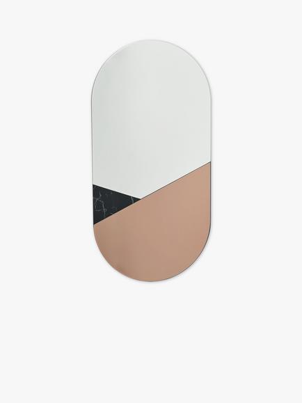 Där Jalisa Oval Wall Mirror, 80 x 40cm, Rose Gold/Marble, Rose Gold/Marble
