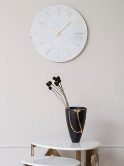 Libra Interiors Round Marble Wall Clock, 43cm, White - view 2, White