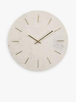 Libra Interiors Round Marble Wall Clock, 43cm, White, White