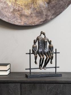 Libra Interiors Duxford Bench Family of 4 Sculpture, H31cm, Antique Bronze - view 2, Bronze