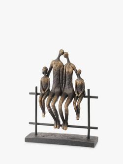 Libra Interiors Duxford Bench Family of 4 Sculpture, H31cm, Antique Bronze, Bronze