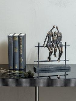 Libra Interiors Duxford Bench Family of 3 Sculpture, H30cm, Antique Bronze, Antique Bronze