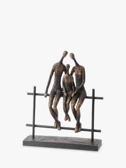 Libra Interiors Duxford Bench Family of 3 Sculpture, H30cm, Antique Bronze - view 2, Antique Bronze
