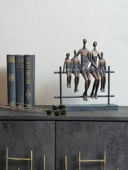 Libra Interiors Duxford Bench Family of 5 Sculpture, H31cm, Antique Bronze - view 2, Antique Bronze