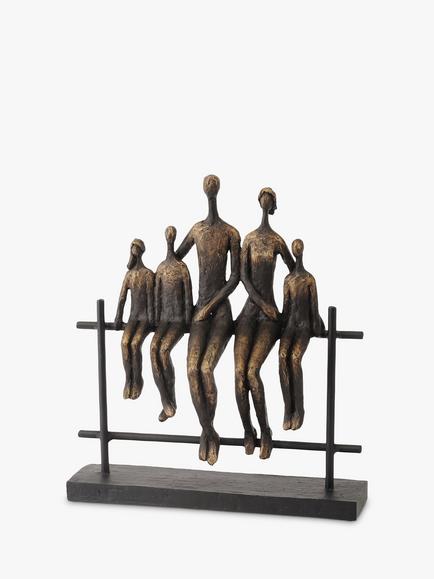 Libra Interiors Duxford Bench Family of 5 Sculpture, H31cm, Antique Bronze, Antique Bronze