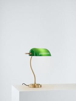 John Lewis Bankers Desk Lamp, Green/Brass, Green/Brass