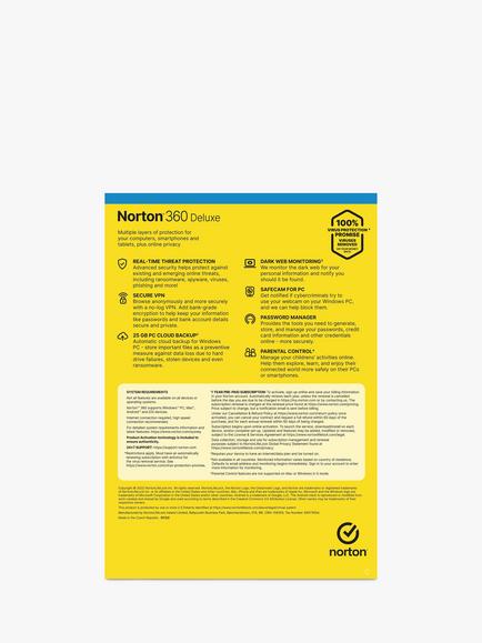 Norton 360 Deluxe, 1 Year Pre-Paid Subscription for 3 Devices and 1 User - view 2, 