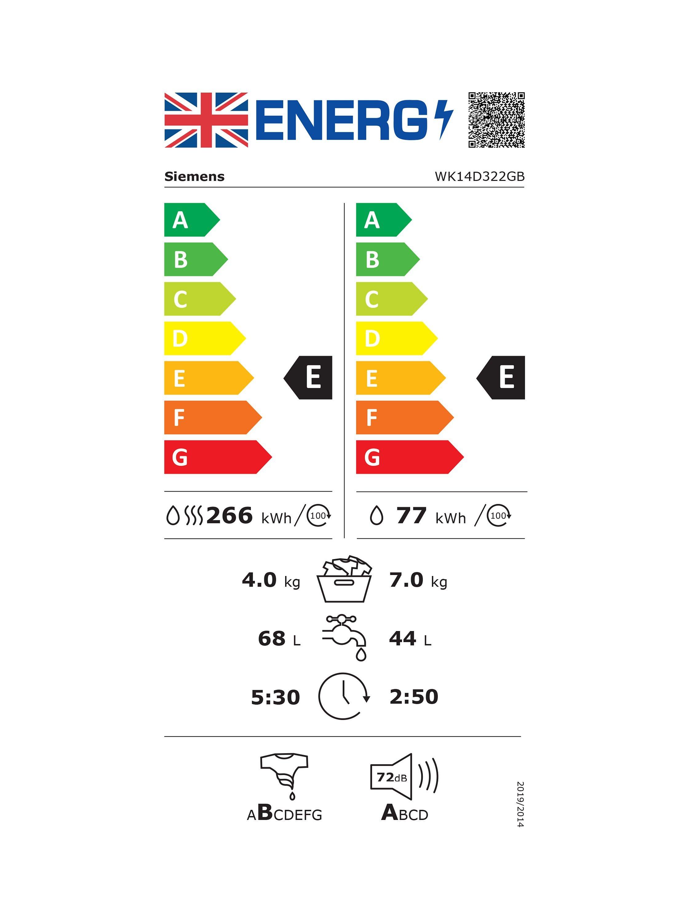 This item is rated E for energy efficiency on a scale from A (most efficient) to G (least efficient).