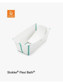 Stokke Flexi Bath Baby Bath and Flexi Bath Newborn Support Bundle, White/Aqua