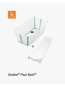 Stokke Flexi Bath Baby Bath and Flexi Bath Newborn Support Bundle - view 2, White/Aqua